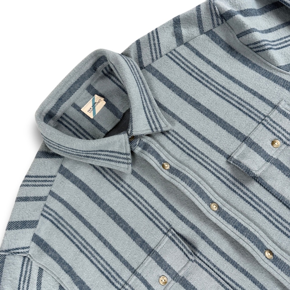 Fair Harbor Dunewood Flannel Shirt Mens XXL Blue Striped Button Down Long Sleeve